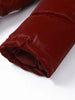 Shiny Belted Waist Jacket For Women Casual Detachable Hood Zipper Pockets Coat Lady Winter Chic Street Outerwear