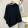 Large Shawl for Womens Spring and Autumn Versatile Diagonal Buckle Loose Cape Knitted Shawls