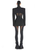 High Street Designer Blazer Suit Women's Perspective Gauze Patchwork Blazer Pencil Pants