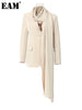 Women Apricot Irregular Big Size Elegant Blazer Scarf Collar Long Sleeve Jacket Spring Autumn 1DH4167