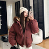 Warm Down jacket Ladies Pai Overcome Winter Cotton Padded Coat Women Parkas Horn Hooded Outcoat Big fur collar Overcoat