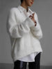 Women Knitted Thick Cashmere Wool Cardigan Chic V Neck Single Breasted Long Sleeve Sweater Fall Winter Coat Outwear
