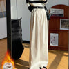 Retro Maillard Brown Corduroy Pants for Women Autumn Winter Wide Leg Pants Female Casual High Waist Straight Leg Trousers
