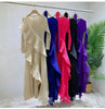 Ruffle Edge Maxi Pleated Dress For Women Round Neck Long Sleeves Solid Color Stitching Belt Dresses 2DA9911