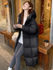 Winter Down Cotton Coat Women Long Windproof Warm Long Sleeve Hooded Jacket Solid Color Slim Lady Parkas Overcoat Female