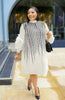 Plus Size Women Pleated Dress Hand Shaken Flower Beaded Temperament Elegant African Prom Big Stretch Clothing