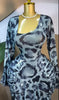 Women Floral Tie Dye Print Stacked Ruched Long Sleeve A-line Maxi Long Dress Birthda Party Education Dresses
