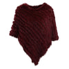 Women's 100% Real Natural Rabbit Fur Knitted Pullover Poncho Lady Cape Genuine Fur Shawl Warm One Size