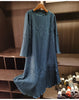 Embossed Pleated Women's Dress Spring Loose Simple Solid Color Long Sleeve Famale Clothing 2DB6616