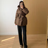 Winter Women's Down Jackets Ultra Light Warm Cusual Coat Female Puffer Jacket With Belt Plus Size Hooded Short Parka