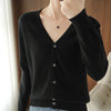 100% Cotton Women's Long Sleeve Top V-neck Coat Knitwear Cropped Coat Cardigans Sweaters Solid Casual 202