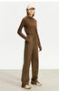 Minimalism Casual Pants for Women Autumn Wide Leg Loose Vertical Elastic Waist Drawstring Sporty Trousers 12343338