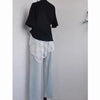 French Lace Up Short Fart Curtain Skirt Spring Layered Skirt Women Wrap Skirt Bandage Dress Apron Curtain Expansion Skirt