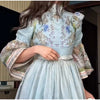 Retro Floral Print Women's Long Dress With Tassel Belt Stand Collar Long Sleeve Muslim Kaftan Dresses Spring Lady Robes