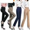 Spring and Autumn Khaki High Waist Straight Baggy Pants Women, Navy Middle-aged Mom Stretch Casual Trousers,Plus Size M-8XL