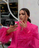 Women's Sparkle Diamond Blazers Coat Female Streetwear Long Sleeve Casual Spliced Feather Chic Suit Coats