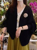 Pleated Item Loose Solid Color Women's Cardigan Coat V Neck Casual Style Female Coats Spring 17S0440