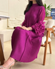 Yudx Purple Pleated High Neck Maxi Evening Dress, Ruffle Sleeve Women's Wedding Guest Ramadan Party Dress