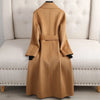 Patchwork Long Double sided 100% wool coat women spring autumn slim elegant jacket Korean casaco feminino
