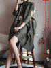 Pleated Classical Vintage Dress Turtleneck Loose High Aesthetic Designer Women Abayas Elegant Clothing