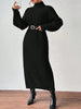 Winter Knit Dresses Women Turtleneck Straight Long Dress Autumn Solid Full Sleeve Thick Casual Vestidos Basis Lady