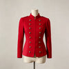Elegant Women Stand Collar Double Breasted Military Jacket Slim Fit Waist Cropped Blazer Solid Color Lady Outer Coat
