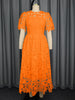 Elegant Lace Dress Irregualr Length Wedding Guest Bridal Shower for Bride Midi O Neck Hollow Out Women Classy Business Party