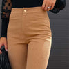 Corduroy Casual Trousers Women Autumn Winter Solid High-waist Flare Pants Lady Slim Black Gray Khaki Orange Long Pants