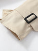 Khaki Lace Up Cape Trench Coat Loose Solid Full Sleeve Lapel Windbreaker Autumn Commute Casual Daily Coats