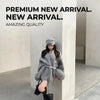 Women's Woolen Coat with Faux Fur Cuffs Belted Waist Short Autumn Winter Wrap Jacket