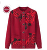 Autumn Winter Women Knitted Sweater Cardigan Jacket Print Long-Sleeve Warm Sweaters Coat Female Knit Top Mother Clothes