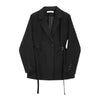 Belt Spliced Design Blazer Women Vintage Notched Collar Single Button Coat Spring Clothing 2AA4613