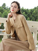 Tweed Short Coats for Women French Camel Wood Ear Collar Bead Autumn Retro Quality Jackets 2243185796