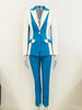 High Street Designer Runway Suit Set Women's Color Block Blazer Flare Pants Suit