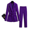 High-quality Office Suit Purple Jacket and Trousers 2-piece Set Waist Suit Temperament Suits for Women Hjlzbw