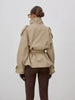 Stand Collar Lace Up Trench Chic Coat Women Long Sleeves Single Breasted Short Windbreaker Spring Daily Street Lady Jacket