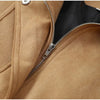 Brown Retro Suede Lapel Zippered Short Jackets Women's Casual Full Sleeves Pocket Loose Coats Spring Daily Commute Outwear