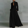 Bohemian Stand Collar Button Maxi Shirt Dress Woman Elegant High Waist Solid Party Dress Spring Long Sleeve Loose Casual Dresses