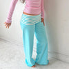 Preppy Girl Coquette Low Waist Loose Fit Trousers Women Striped Folds Over Wide Leg Pants Female Lounge Yoga Home Sweatpants