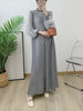 Yudx Purple Pleated High Neck Maxi Evening Dress, Ruffle Sleeve Women's Wedding Guest Ramadan Party Dress