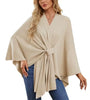 Elegant Shawl Wraps Soft Open Front Poncho Sweater Women Loose V-Neck Cape Casual Solid Color Soft Open Front Poncho Bat Shirt
