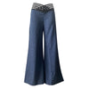 Women's Hollowed Out Waist Belt High Waisted Large Size Pants Casual Straight Tube Loose Wide Leg Pants