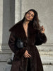 Fluffy Faux Fur Long Coats With Belt Women Winter Thicken Long Sleeve Lace Up Jackets Female Street Chic Outerwear