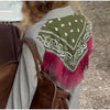 Women Bandana Print Blazer Jacket Triangle Scarf Tassel Fringe Back Loose Suit Coat Casual Office Lady Chic Jacket