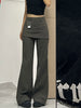 Botvotee Fake Two-Piece Plus size Wide Leg Jeans for Women Y2k Streetwear High Waisted Flare Denim Pants