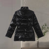 Shiny Stylish Women's Winter Jackets Hooded Waist-Defining Belt Thicken Pockets Full Sleeve Padded Coats Lady Jacket For Women
