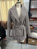 Women Checked Lapel Jacket Shorts Set Long Sleeve Buttons Belt Pocket Loose Blazer Suit Lady Office Commute Outfit