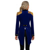 Womens Circus Ringmaster Costume Tuxedo Party Showman Tailcoat Blazer Stand Collar Fringed Shoulder Board Velvet Jacket Coat