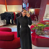 Elegant Faux Fur Wool Long Coat Women Solid Full Sleeve Lapel Patchwork Waist-closed Slim Coats Female Winter Outwear