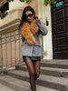 Chic Women Double Breasted Wool Blazer Coat Detachable Faux Fox Fur Collar Slim Fit Short Woolen Jacket Lady Winter Outerwears